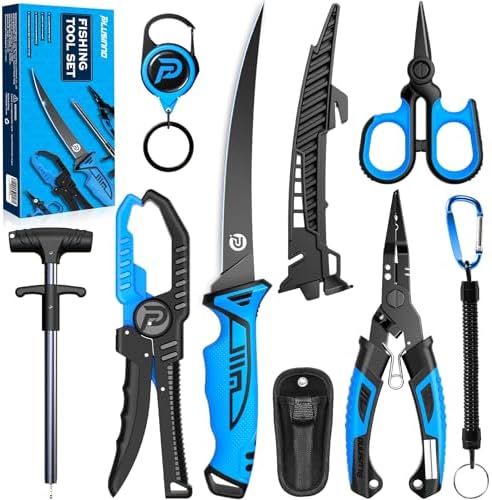 PLUSINNO Fishing Gear, Fishing Tools, Fishing Accessories, Corrosion Resistant Fishing Pliers Kit, Fishing Knife, Floating Fish Lip Gripper Fishing Gifts for Men, Gifts for Fishermen by PLUSINNO