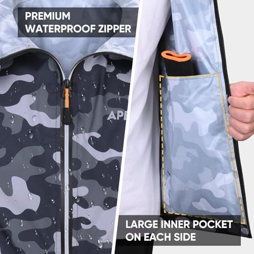 APEXUP Packable Rain Jacket Men Waterproof Lightweight Raincoat with Hood - Image 4