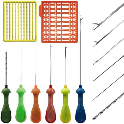 YOTO Carp Fishing Tool Kit & Equipment - Professional Baiting Rig Tools Set with Hook Needles, Bait Drill and 2 Boilie Stoppers - Multiple Styles: Standard, Silicone Grip & Night Glow by YOTO