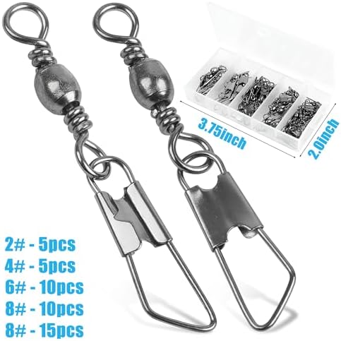 Barrel Swivel Snaps,50/100pcs Fishing Swivel Safety Snaps Stainless Steel Copper Swivel Fishing Multiple Size Black/Gold Fishing Swivel Snaps for Saltwater Freshwater - Image 5