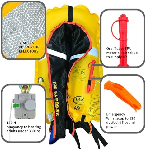 Manual Inflatable Life Jacket|Life Vest for Adults|PFD Low Profile|Supports up to 330 lbs(YSH700) - Image 4