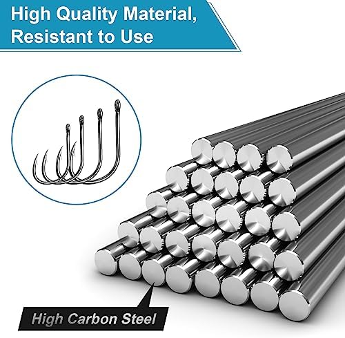 100/500PCS Fishing Hooks, Carbon Steel Sharp Barbed Fish Hooks W/Box - Image 5