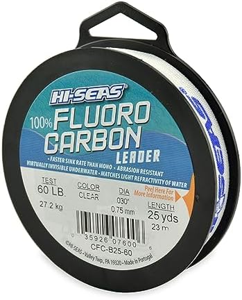 HI-SEAS 100% FLUOROCARBON Fishing LINE Leader - Clear Invisible Leader UNDETECTABLE to Fish, Fast Sinking 6LB-400LB by Hi-Seas