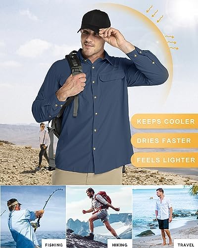33,000ft Men's Long Sleeve Sun Protection Shirt UPF 50+ UV Quick Dry Cooling Fishing Shirts for Travel Safari Camping Hiking - Image 4