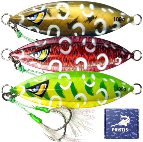 Pristis 3 pcs Sinking Jigs, Slow Fall Pitch Metal Sea Fishing Lures by Pristis