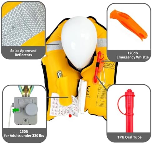 Manual Inflatable Life Jacket|Life Vest for Adults|PFD Low Profile|Supports up to 330 lbs(YSH700) - Image 2