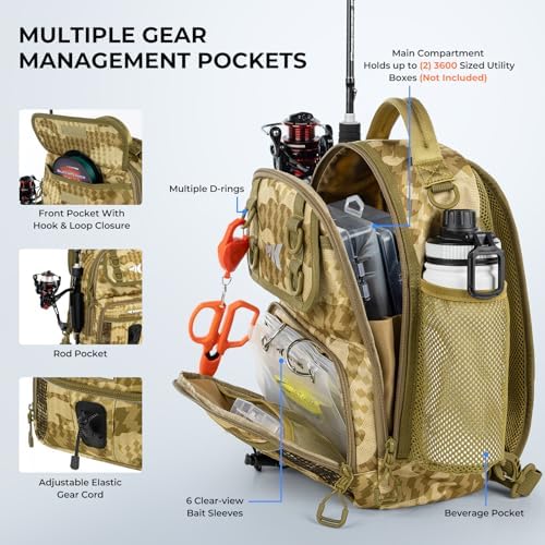 KastKing BaitSpace Fishing Sling Bag, Fishing Backpack with Rod Holder - Image 3
