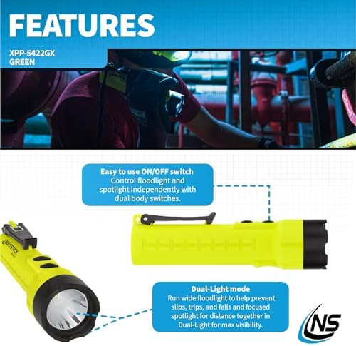 Nightstick XPP-5422GX Intrinsically Safe Dual-Light Flashlight, LED Light Source, Green/Black - Image 4