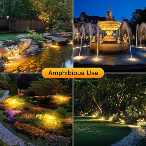 POPOSOAP Pond Lights, 6-in-1 Warm White Underwater Pond Lights, IP68 Waterproof LED Landscape Spotlights for for Pond, Garden, Patio, Fountain, Pool, Waterfall Decoration(6 Head Lamps) - Image 6