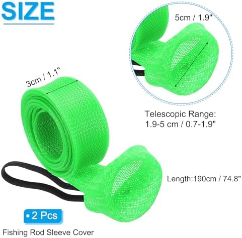 PATIKIL Rod Sock, Fishing Rod Sleeve Cover Braided Mesh Pole Protector Gloves Fishing Tools Pointed End for Spinning Fishing Rod Fly Rod Ice Rod Casting Rod - Image 2
