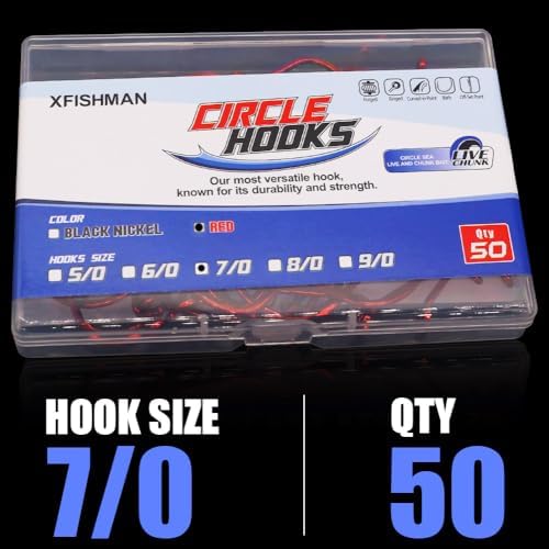 XFISHMAN Circle Hooks - Octopus Hooks Saltwater - 50 Pack #1 12/0 - Image 7