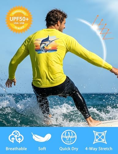 Men's UPF 50+ Sun Fishing Shirt, Long Sleeve UV Protection Tee, Quick Dry Rash Guard for Outdoor Swim Hiking - Image 4