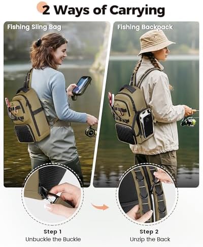 MATEIN Fishing Sling Bag with Phone Pouch, 3600 Tackle Box Backpack - Image 3