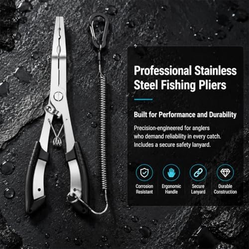420 Stainless Steel Fishing Pliers, Multi-functional Fishing Tools Hook Remover Line Cutter Pliers, Lockable Handy Fishing Gear for Saltwater Freshwater, Gifts for Men - Image 6
