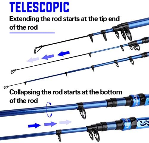 Sougayilang Telescopic Fishing Rod - 24 Ton Carbon Fiber,CNC Machined Reel Seat, Comfortable EVA Handle, Travel Fishing Rod for Bass Trout Fishing - Image 3