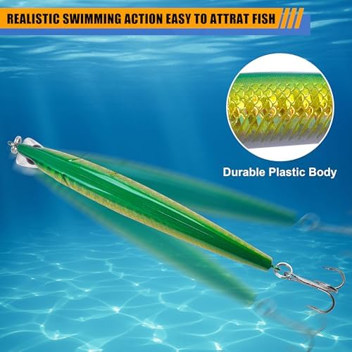 Fishing Lures Kit Crankbait Minnow Hard Bait Set Deep Diving Jerkbait Swimbait Popper Pencil Walleye Lures Artificial Fishing Bait for Bass Trout Redfish Saltwater Freshwater Fishing Lure - Image 6