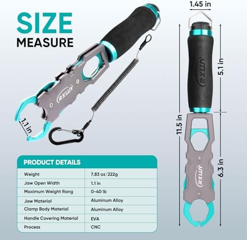 11.5" Fish Lip Gripper with Scale, Max 40lbs Scale, 360° Swivel Non-Slip Handle, Fish Grabber Control Tool for Safe, Hook Removal, Easy Catch & Release, Fishing Gifts for Men Women - Image 6