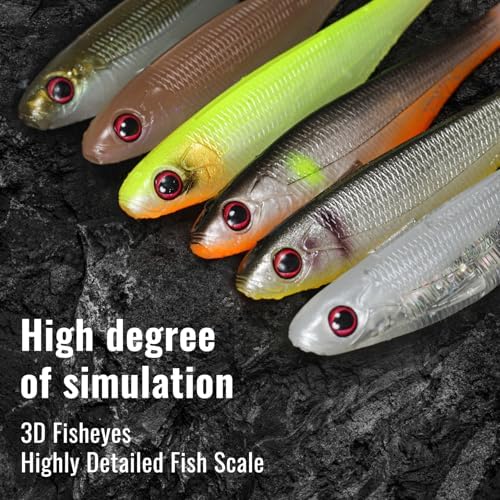 TRUSCEND Shadtale Easy Catch Soft Fishing Lures, Unique Vibration and Action for Various Rigs, Paddle Tail Swimbaits Trailer for Bass, Trout, Crappie, Walleye, Redfish, Saltwater & Freshwater Fishing - Image 3