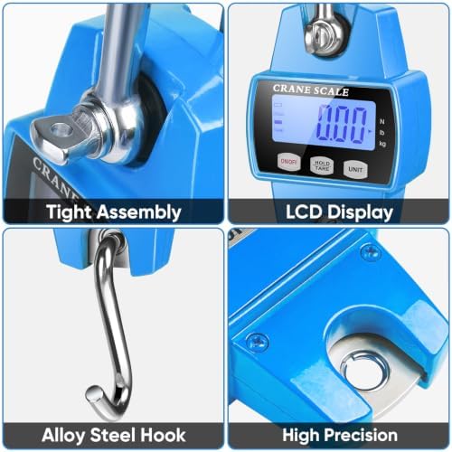 RoMech 660lb Digital Hanging Scale with Cast Aluminum Case, Handheld 300Kg Mini Crane Scale with Hooks for Farm Hunting Fishing Outdoor (Blue) - Image 3