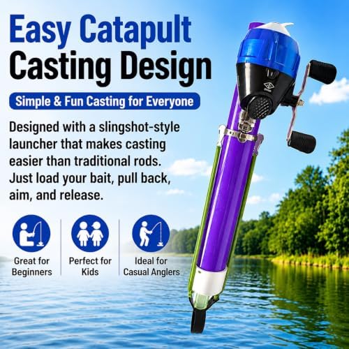 Catapult Fishing Rod, Heavy-Duty Durable Slingshot Fishing Pole for Freshwater & Saltwater, Portable Travel Lure Launcher, Great Outdoor for Anglers, - Image 4