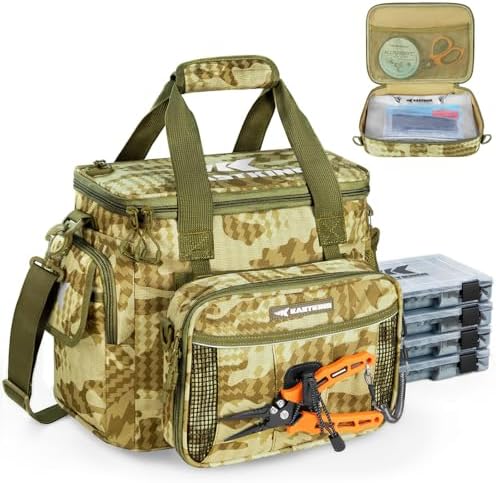 KastKing BaitSpace Tackle Bag with Removable Bait Binder, 4 Tackle Boxes by KastKing