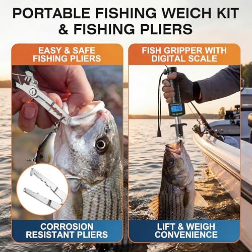 Digital Fish Scale with Fish Gripper, Waterproof Fishs Scales Digital Weight with LCD, 55lb Capacity, Portable Fishs Weigh Kit & Fishings Accessories for Fly& Ice Fishing, Fishing Gear - Gift for Men - Image 2