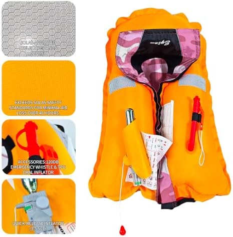 Automatic Inflatable Life Jackets for Women,Life Vest for Adults,Preserver PFD for Women,Supports Weight up to 330 pounds - Image 3