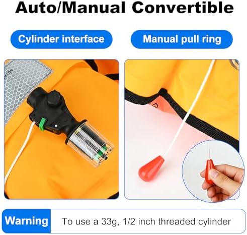 2-Pack Adult Automatic Inflatable PFD Jacket, Adjustable and Lightweight Water Sports Vest for Kayak SUP Paddleboarding Boating Sailing Fishing (Buoyancy is Greater Than 150 N) - Image 6
