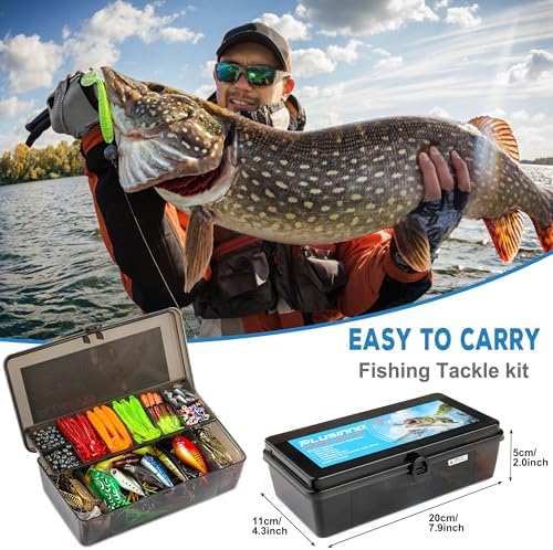 PLUSINNO Fishing Lures Fishing Tackle Box Fishing Gifts for Men, Bass, Trout Fishing Accessories Kit for Saltwater & Freshwater Fishing Gear Including Topwater Lures, Hooks, Spinnerbaits - Image 6