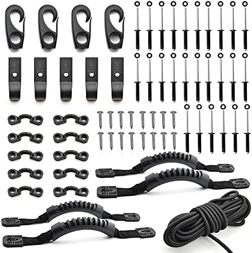 Kayak Carry Handle Rigging Kit -Kayak Canoe Carry Handles, 15 FT 6mm Elastic Bungee Cord Replacement Parts for Kayaks Canoes Boat Suitcase by GARDIGER