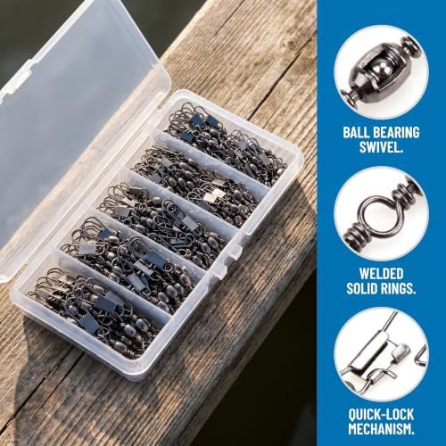MOBOREST Fishing Swivels Snap Swivels Barrel Swivels with Snaps - Image 2