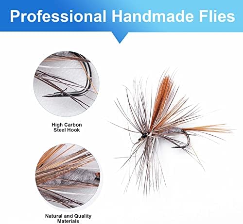Hand-Tied Fly Fishing Flies Kit, Dry Wet Flies Nymphs Streamers Assortment for Trout & Bass with Waterproof Fly Box - Image 5