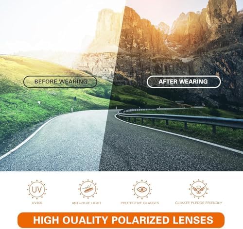 suoso Sports Polarized Sunglasses for Men: Womens UV400 Protection Sun Glasses Wrap Around Goggles for Fishing Driving TR90 - Image 4