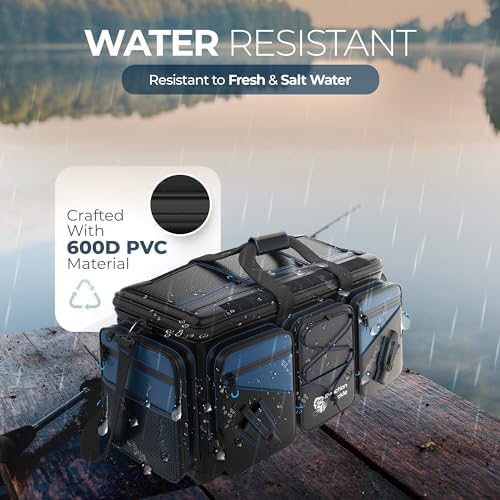 Reaction Tackle Saltwater Fishing Tackle Bags, Water Resistant 1000D PVC Tackle Box Bag with Removable Dividers, Fits 3600 and 3700 Trays, XL - Image 4