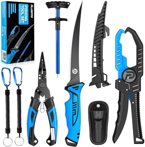 PLUSINNO Fishing Gear, Fishing Tools, Fishing Accessories, Corrosion Resistant Fishing Pliers Kit, Fishing Knife, Floating Fish Lip Gripper Fishing Gifts for Men, Gifts for Fishermen by PLUSINNO