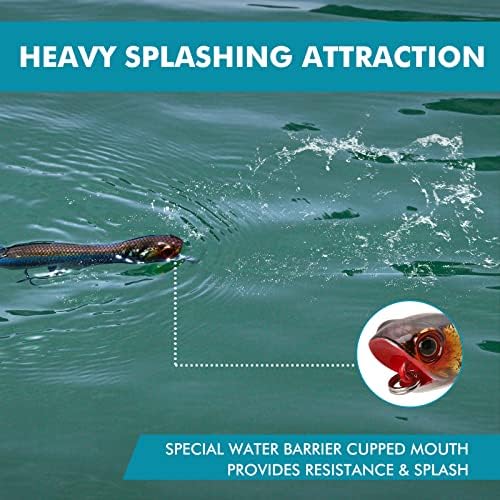 TRUSCEND Top Water Fishing Lures with BKK Hooks, Easy Catch Plopper Lure for Freshwater or Saltwater, Floating Lures for Bass, Pike, Catfish, Surface Wobble PoPobait Bass Baits Fishing Gifts for Men - Image 4