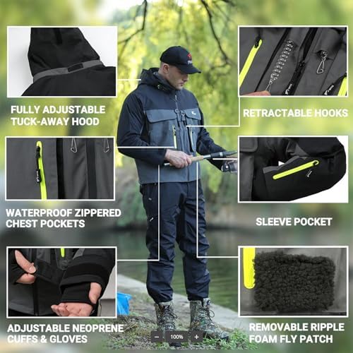 8 Fans Fishing Wading Jackets Breathable Waterproof Fishing Rain Jackets for Men&Women - Image 4