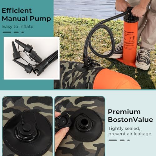 GYMAX Fishing Float Tube, Inflatable Belly Boat with Fish Finder Holder, Rod Rack, Fish Ruler, Manual Pump & Detachable Storage Boxes, Portable Backpack Float Tubes for Adults - Image 5