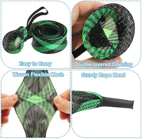 PATIKIL Rod Sock, Fishing Rod Sleeve Cover Braided Mesh Pole Protector Gloves Fishing Tools Pointed End for Spinning Fishing Rod Fly Rod Ice Rod Casting Rod - Image 3