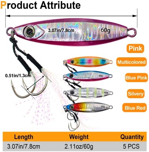 Fishing Vertical Jig Spoon Lures Slow Pitch Design Saltwater Tuna Bait Plus - Image 2
