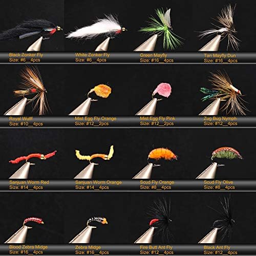 Wifreo Fly Fishing Flies Assortment with Waterproof Fly Box, 28/40/64/92/120pcs Dry/Wet/Nymph/Streamer Flies, Trout/Bass/Panfish/Salmon Fishing Flies - Image 3