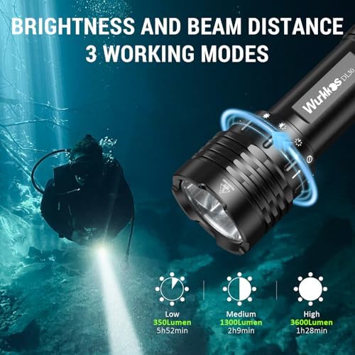 Wurkkos DL30 Dive Light Rechargeable, 3600 Lumens Bright Scuba Diving Light - Image 4