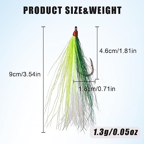 Fishing Bucktail Teaser Hooks,5pcs Saltwater Fishing Jig Teaser Lures with Carbon Steel Hooks Crystal Flash Flounder Rigs for Salmon Trout Sea Bass Steelhead - Image 3