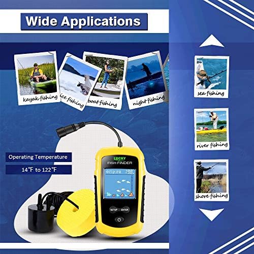 LUCKY Kayak Portable Fish Depth Finder Water Handheld Fish Finder Sonar Castable Kayak Boat Fishfinder Transducer Fishing LCD Display FFC1108 - Image 5