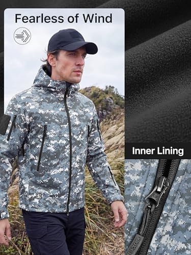FREE SOLDIER Men's Hooded Waterproof Softshell Jacket - Image 4