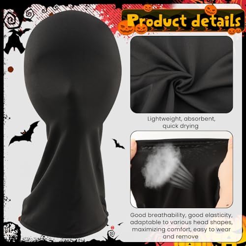 2 Pieces Full Face Mask with 1pair Gloves, Halloween Faceless Head Cloth, Cosplay Spandex Black Hood for Unisex Cloth - Image 6
