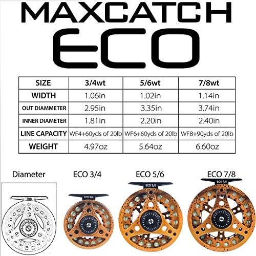 M MAXIMUMCATCH Maxcatch ECO Large Arbor Fly Fishing Reel (3/4wt 5/6wt 7/8wt) and Pre-Loaded Fly Reel with Line Combo - Image 4