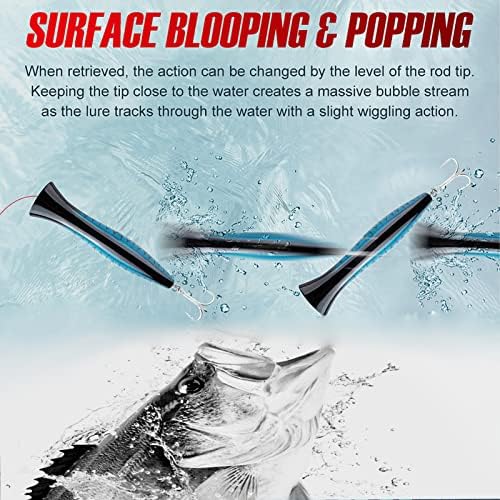 Popper Fishing Lure, JAZALIC Topwater Popper Lures 3D Eyes Fishing Accessories for Saltwater Surface Casting and Freshwater Surface Fishing, Gt Tuna Kingfish Large Predator Fish (5.11in, 1.48Oz) - Image 3