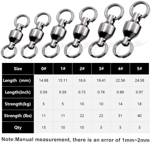 FishTrip 25/50pcs Ball Bearing Swivels with Split Rings for Saltwater - Image 6
