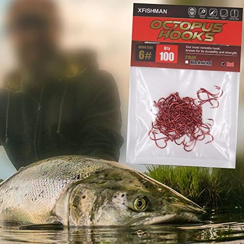 Octopus-Hook-Fishing-Beak-Circle-Hooks-Freshwater-Red-Black-100-50 Pack - Image 5